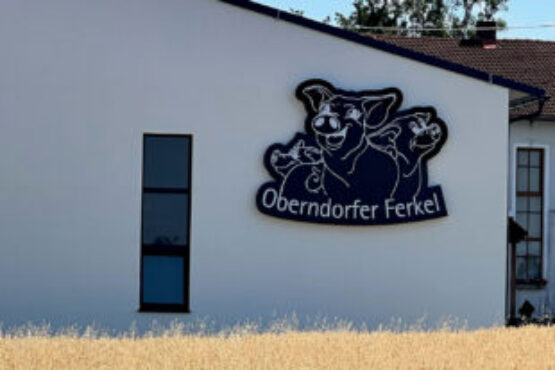 Leuchtschild Logoform Oberndorfer Wand